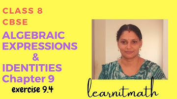 Algebraic Expressions and Identities Exercise 9.4 Class 8 Maths in Malayalam NCERT CBSE