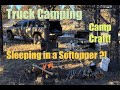 Winter truck camping adventure  sub freezing sleeping in a softopper truck bed canopy 