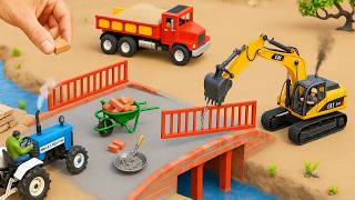 DIY Mini Tractor Builds a Strong Brick and Concrete Bridge for Trucks After a Crocodile Destroyed It