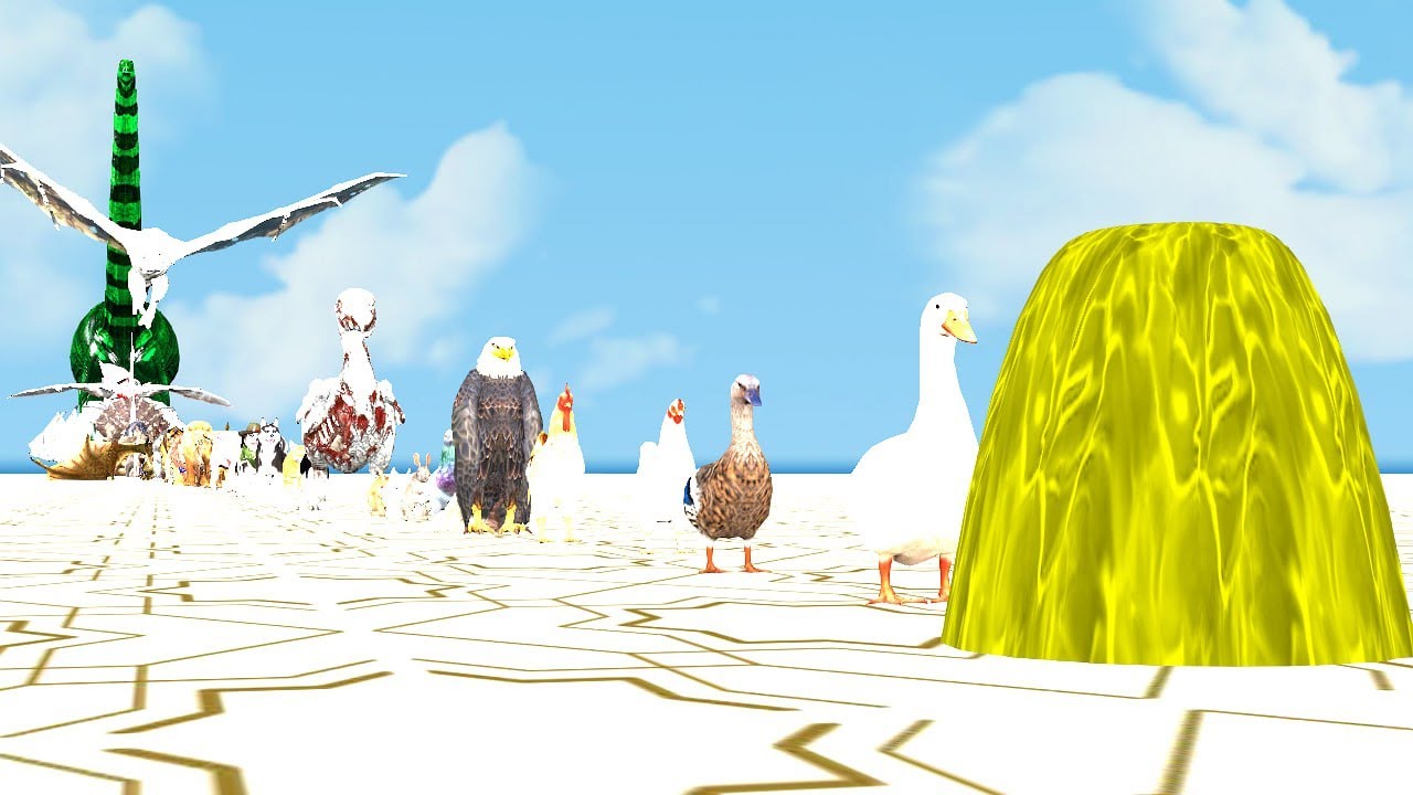 Paint Animals Gorilla Cow Lion Elephant Dinosaurs Fountain Crossing Animal Cartoon