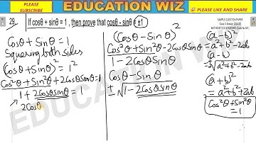 If cosθ + sinθ = 1, then prove that cosθ - sinθ = ±1