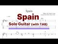 Spain (Chick Corea) - Solo Guitar　スペイン (チック・コリア) - ソロギター　Sheet / TAB　[Watch Me Play! Link in Desc]