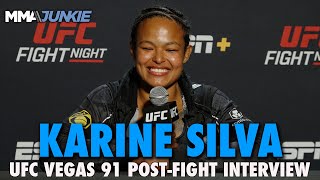Karine Silva Limps into Press Conference After First Career Decision Win | UFC on ESPN 55