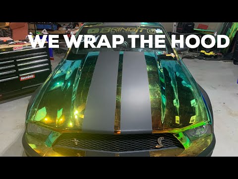 Chrome Wrapping A Cowl Hood on a Mustang Shelby GT500