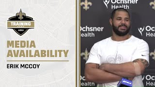Erik McCoy on Chemistry w/ Jameis Winston, Saints OLine | Saints Training Camp 2022