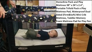Home4me Pack and Play Mattress 38" x 26"x 2.4'', Portable Trifold Pack n Play Mattress Pad