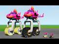 Big and Small Versions carp airplane With Chainsaw Wheels Battling A Train - Beaming McQueen Funny