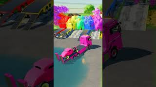 TRANSPORTING CARS, AMBULANCE, POLICE CARS, FIRE TRUCK OF COLORS! WITH TRUCKS! - FS 22