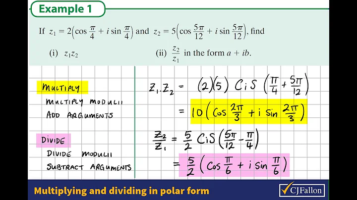 Complex Numbers e.g. 8.1 Multiplying and dividing in polar form