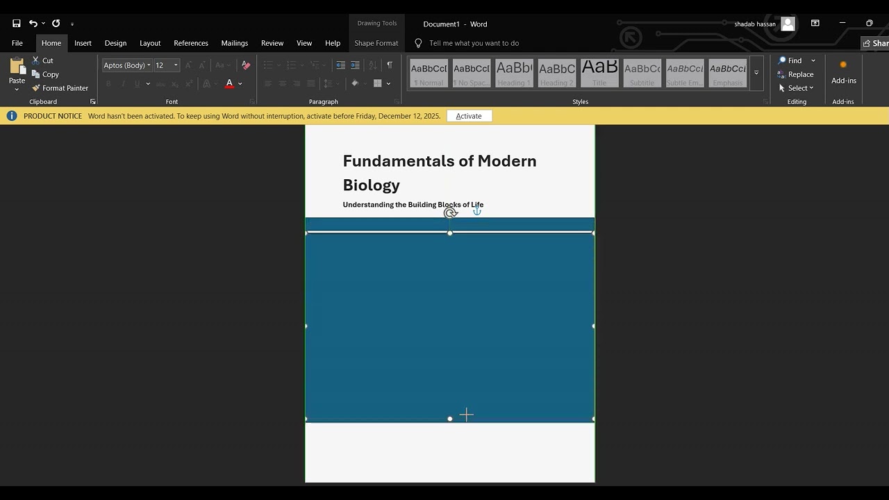 Designing book cover in MS word