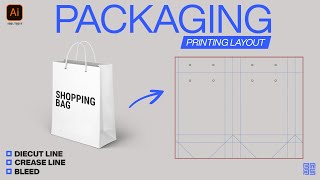 Shopping Bag Die Line And Packaging Printing Layout in Adobe illustrator HINDI / हिंदी में