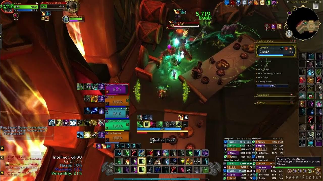 13.5k Overall DPS !! - Resto Druid Mythic +7 (PUG) - Halls of Valor