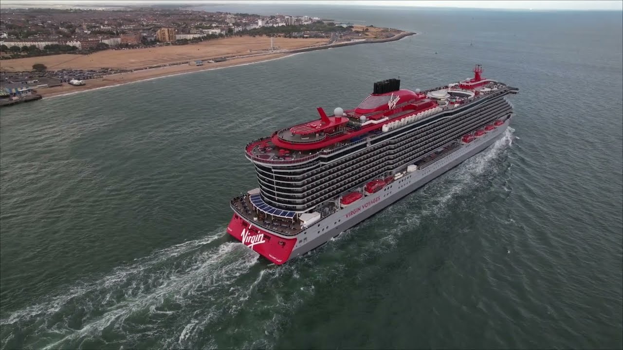Virgin Voyages Valiant Lady, days now numbered as Virgin drops the UK totally, 4k drone footage 