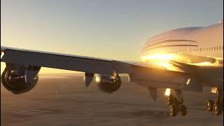 Qatar Amiri Flight 747-8i Sunset Landing at Abu Dhabi