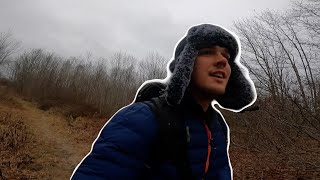 Cooking a steak in the woods with my dog