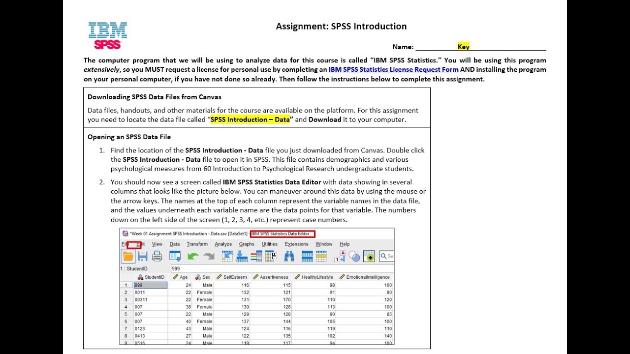 SPSS Introduction - Answer Key Video - YouTube