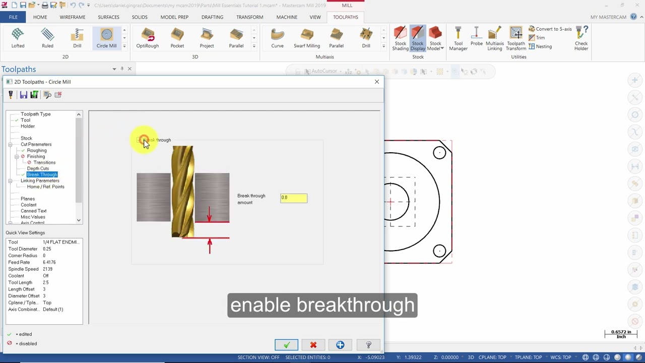 5  Circle Mill the Inner Hole