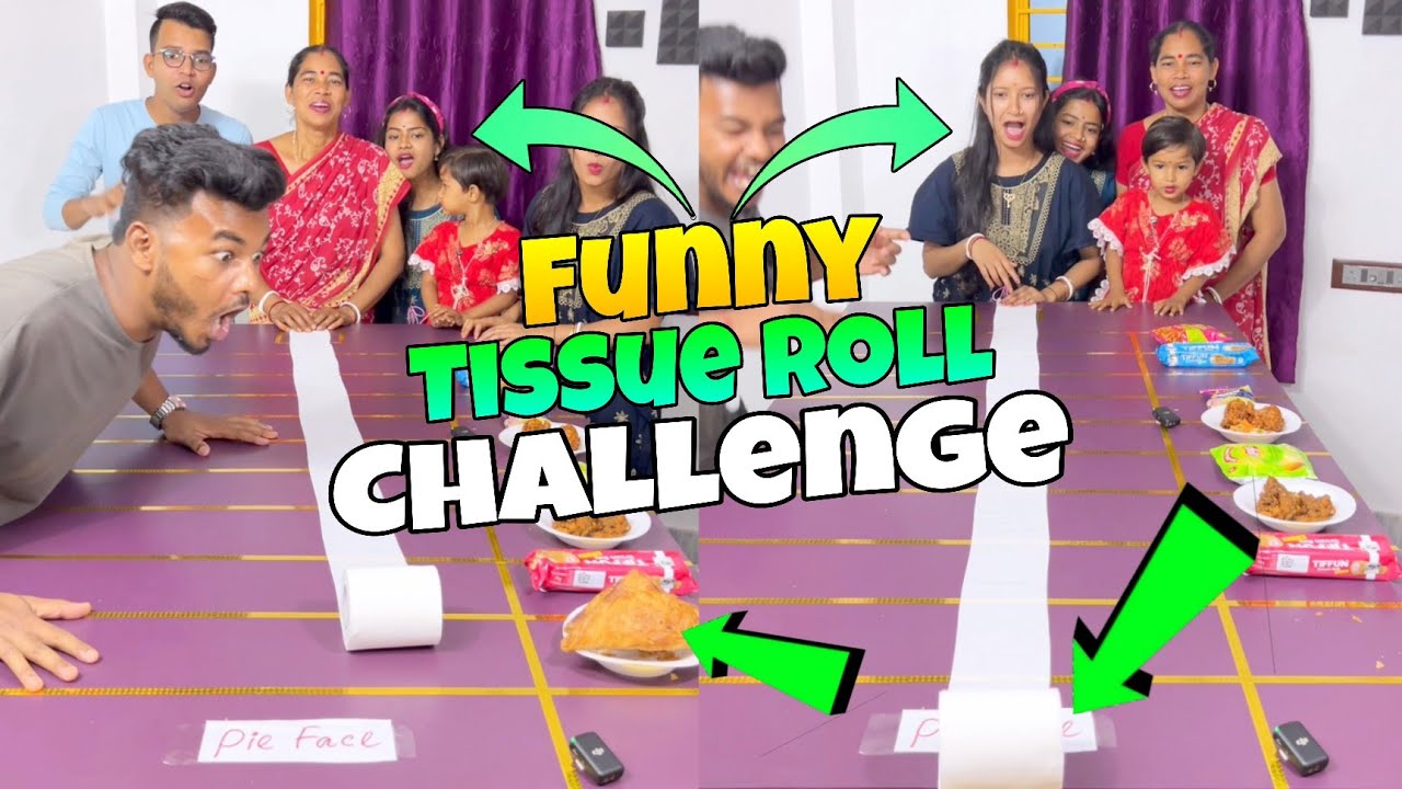 Tissue Paper Roll Silde Funny Challenge with Family