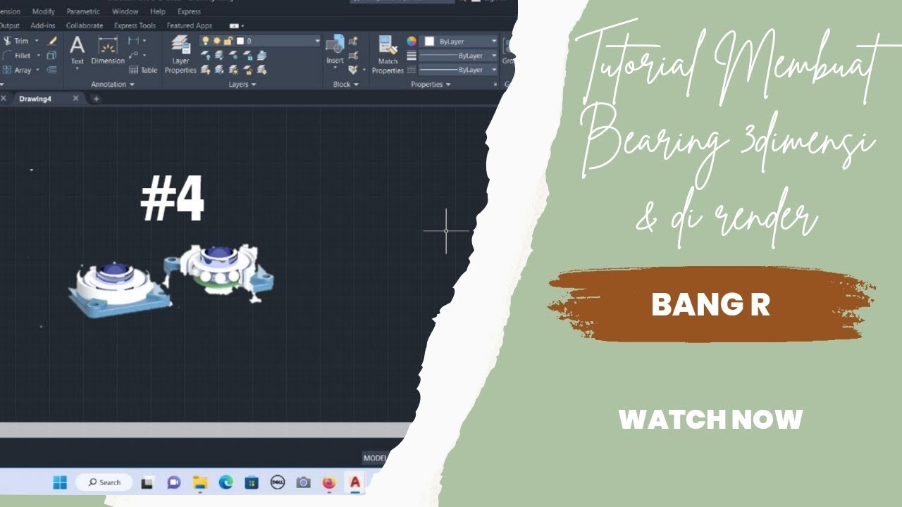 Tutorial Membuat Bearing 3 Dimensi dan di render, Auto Cad 2022 - YouTube
