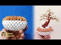3d origami mini vase tutorial | DIY paper vase , home showpieces
