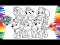 PAW PATROL Coloring Book | How to Draw Paw Pups for Kids | Chase Marshall Rocky Skye Rubble Zuma