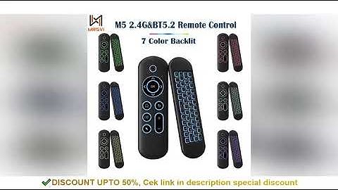 New M5 2.4G&BT5.2 Remote Control 7 Color Backlit Wireless Air Mouse Keyboard Android TV Box for Andr