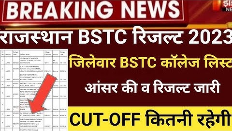 Bstc answerkey 2023/Rajsthan Bstc Cut-off 2023/Bstc result 2023 kb/bstc latest news2023/BSTC result