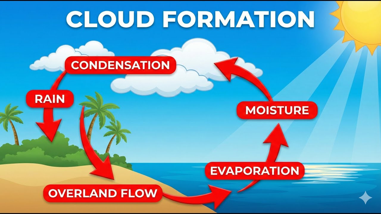 Cloud Formation Explained | Water Cycle in Realistic 3D Animation || 
