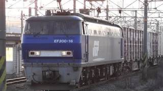 JR貨物 EF200-16号機(吹)+補機EF67-104号機(広) 貨物列車2074レ 天神川 2011.3