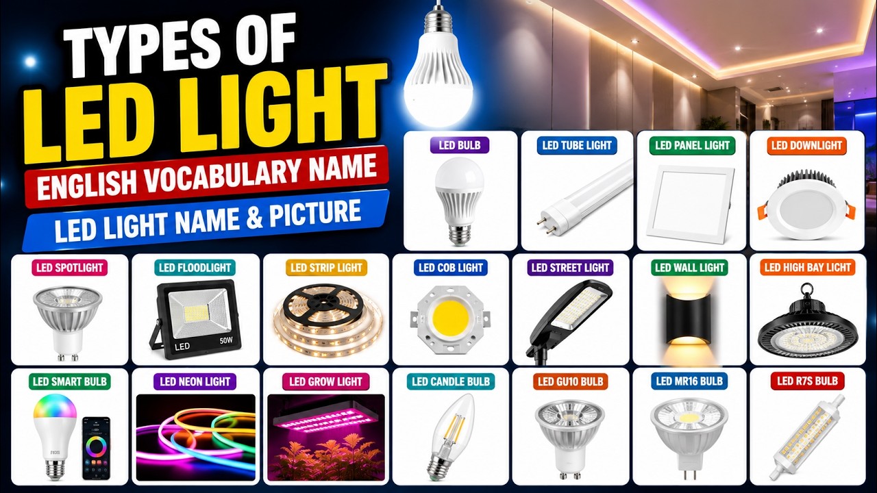 Led Nightlight Name Types of LED Light English Vocabulary Name - LED Light Name & Picture ...