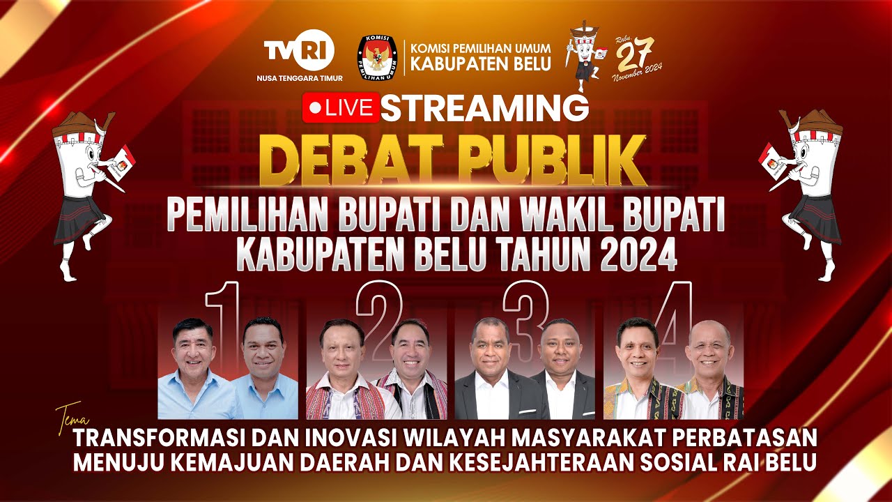 🔴 (LIVE) Debat Pertama Pasangan Calon Bupati Dan Wakil Bupati Kabupaten Belu 2024