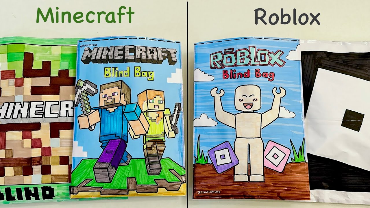 [💸paper diy💸] ROBLOX AND MINECRAFT BLIND BAGS unboxing! | asmr