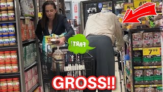 Old Fat Man Farts On People At The Grocery Store!!