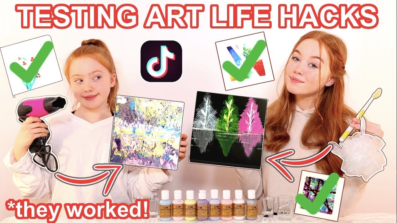 We Tested VIRAL TikTok Art Life Hacks *Amazing DIY Painting Tricks Sis Vs Sis Ruby and