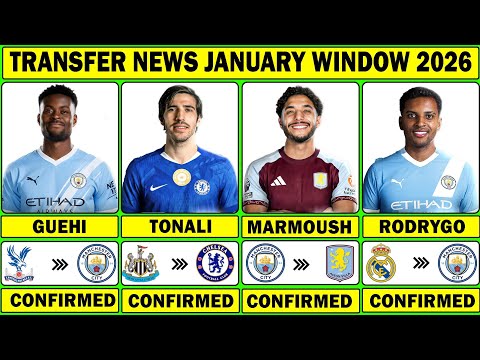 THE LATEST CONFIRMED TRANSFER NEWS JANUARY WINDOW 2026 Guehi Tonali Marmoush Rodrygo 