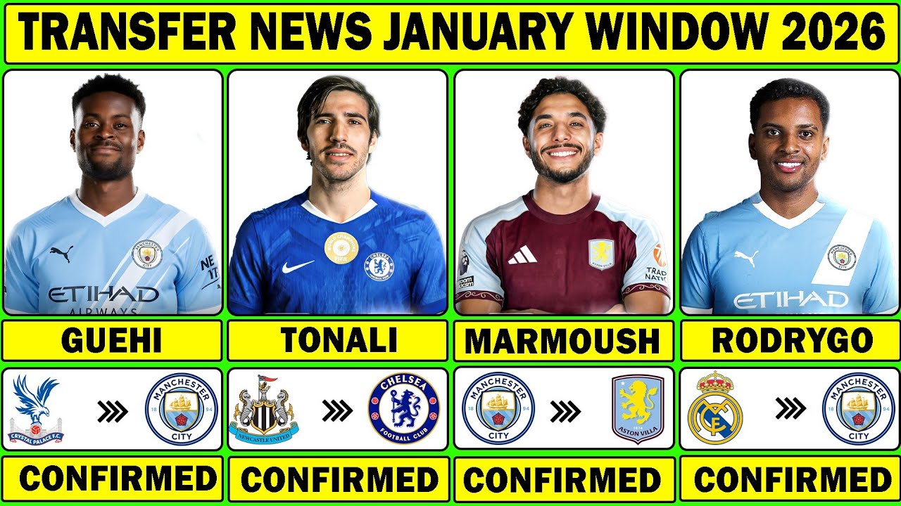 🚨THE LATEST CONFIRMED TRANSFER NEWS JANUARY WINDOW 2026 | Guehi✅ Tonali✅ Marmoush✅ Rodrygo✅