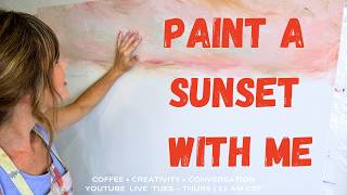 Finger Painting a Dreamy Pink Sunset Sky on a Large Canvas | Creative Wellness Through Art screenshot 1