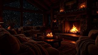 Crackling Fireplace and Calm Piano | Peaceful Winter Night Sounds for Sleep and Focus
