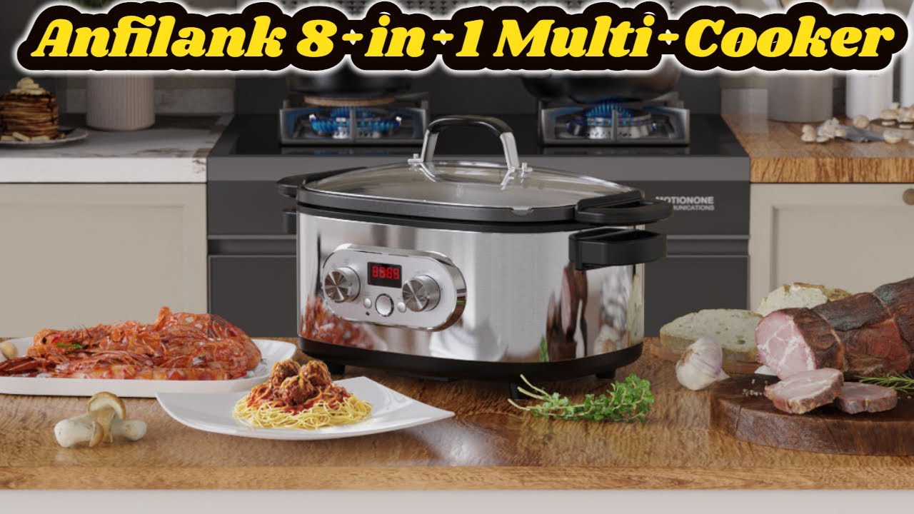Anfilank 8-in-1 Multi-Cooker, 6.8 Quart Programmable Cooker for Slow ...