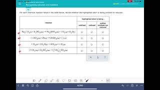 ALEKS: Recognizing reduction and oxidation