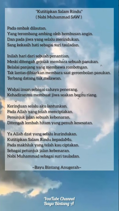 Syair Puisi Ku Persembahkan Tuk Baginda Tercinta ( Nabi Muhammad SAW ).