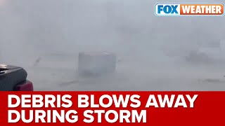 Powerful Winds Whip Debris Around in North Texas