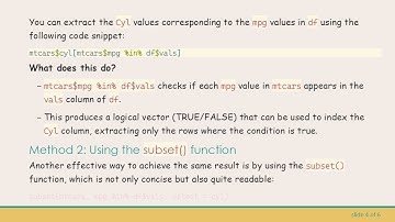 Extracting Cyl Column Values from mpg in R