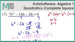 KutaSoftware Algebra 1 - Solving Quadratics By Completing The Square Part
