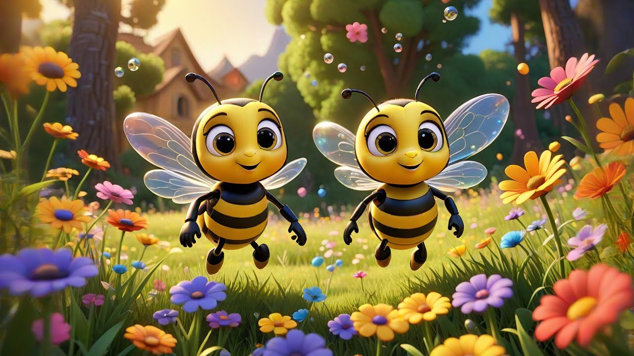 Five Bubble Bees Pop in the Sun | Counting and Action Song for Kids | Rhymes and Preschool Learning