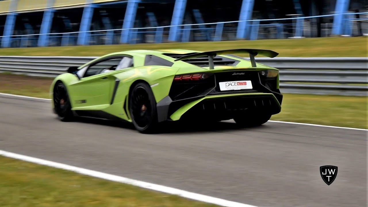 LOUD Lamborghini Aventador LP750-4 SV's On Track! Downshifts, Accelerations & More Exhaust SOUNDS!