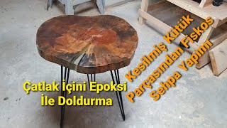 Kesilmiş kütük parçasından fiskos sehpa yapımı - Making a coffee table from a cut log