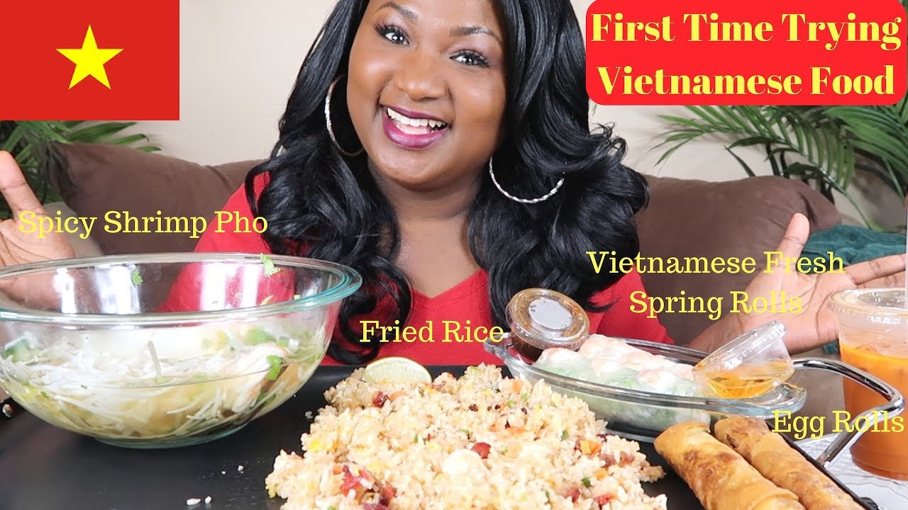 VIETNAMESE FOOD MUKBANG , PHO NOODLES , SPRING ROLLS , EGG ROLLS
