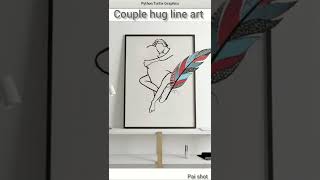 Couple hug line art using python turtle #shorts #paishot #homedecor