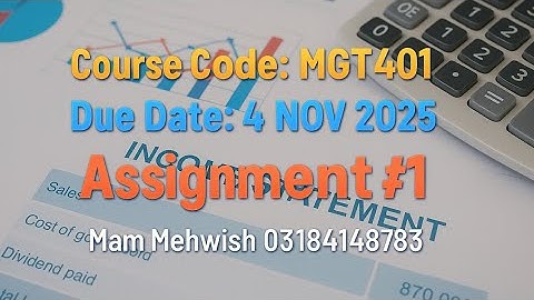 MGT401 Assignment #1 Full Solution | Due Date 4 NOV 2025 | Financial Statements IAS 01